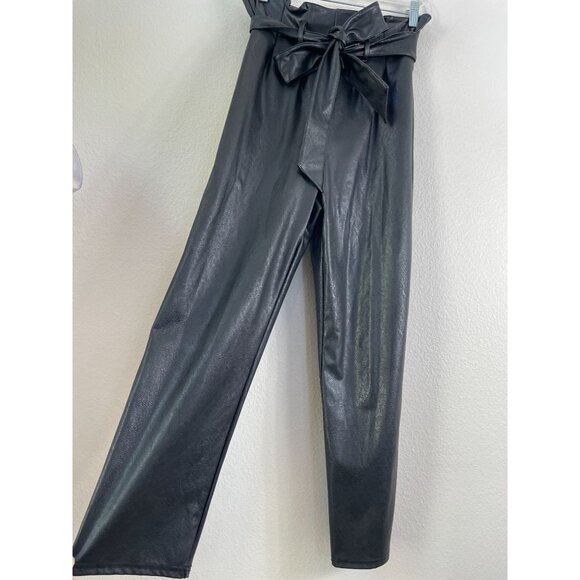 NEW Commando Womens Small Black Faux Leather Pants Paperbag Waist Ankle - Picture 13 of 15